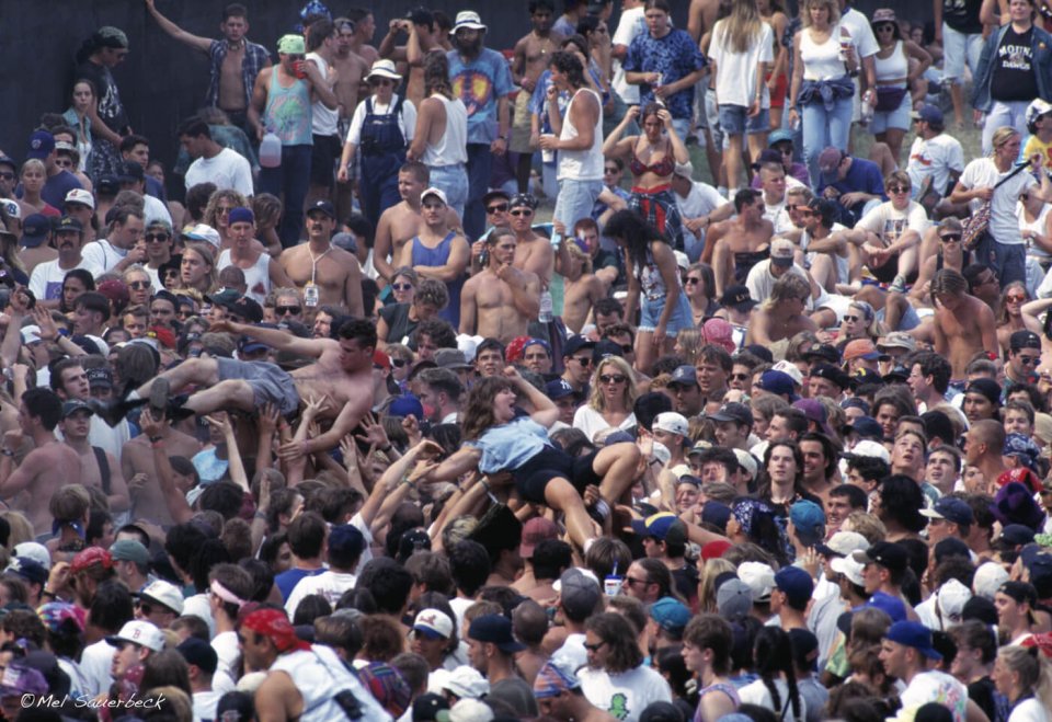 Woodstock crowd surfing